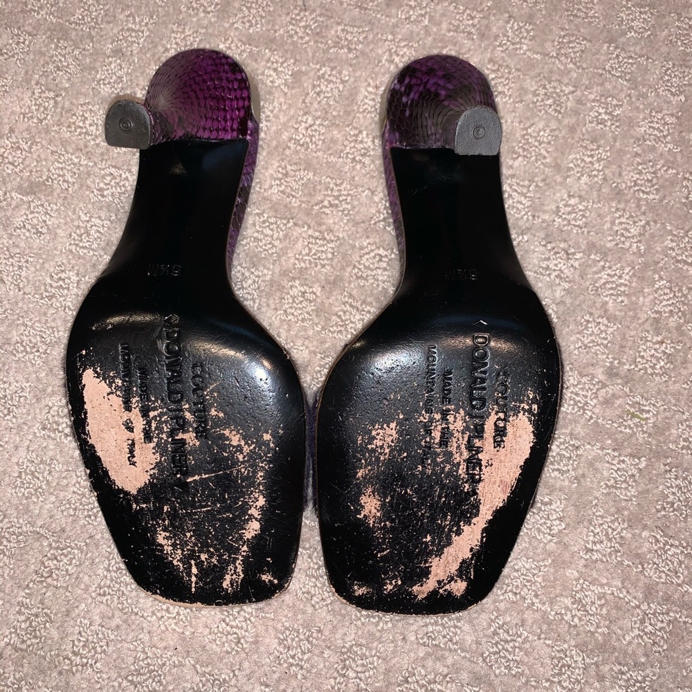 Purple fur snakeskin Donald Pliner slides - Picture 5 of 9